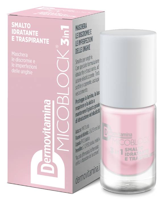 Dermovitamina Micoblock 3 in 1 Smalto Idratante e Traspirante Colore Rosa Chiaro 5 ml