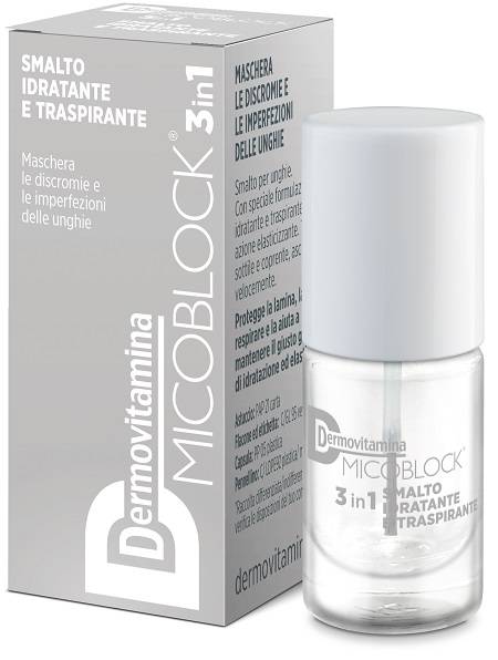 Dermovitamina Micoblock 3 in 1 Smalto Idratante e Traspirante Colore Trasparente 5 ml