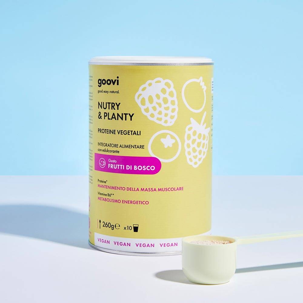 Goovi Proteine Vegetali in Polvere Gusto Frutti di Bosco 260 g