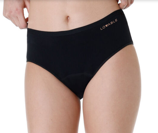 Lovable Bye Bye Oops Moments Midi Slip Assorbente Lavabile Nero - Taglia: XL