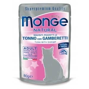 Monge Natural Superpremium Tonno con gamberetti Cibo umido per gatti adulti 80 g
