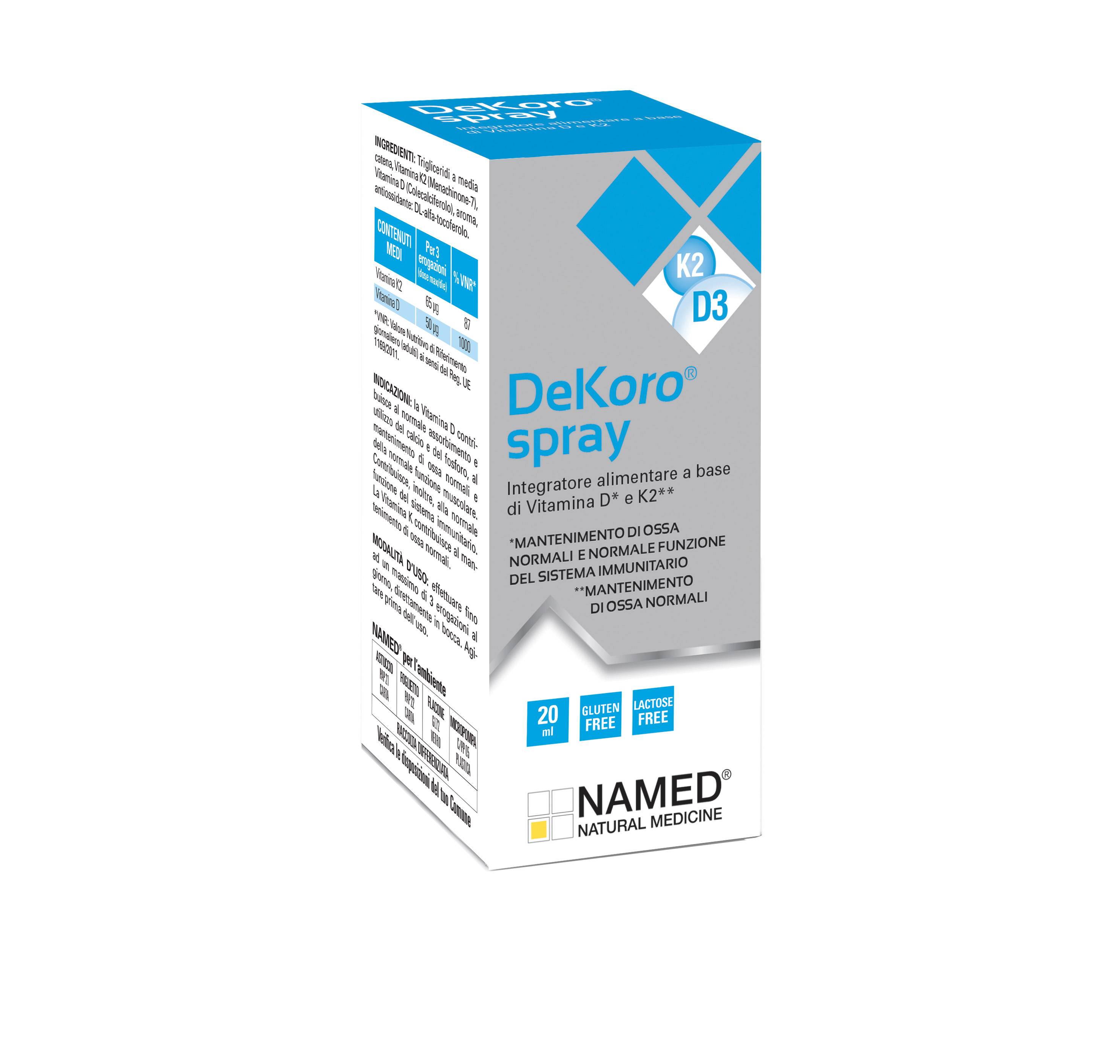 Named Dekoro Spray Integratore di Vitamine D e K2 20 ml