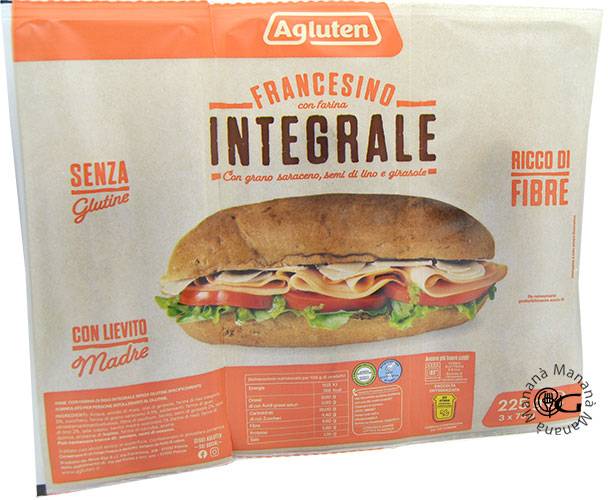Agluten Francesino Panini con Farina Integrale Senza Glutine 225 g