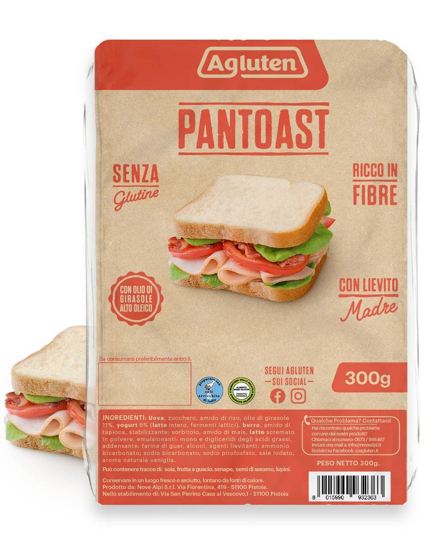 Agluten Pantoast Pane Senza Glutine e Senza Lattosio 300 g