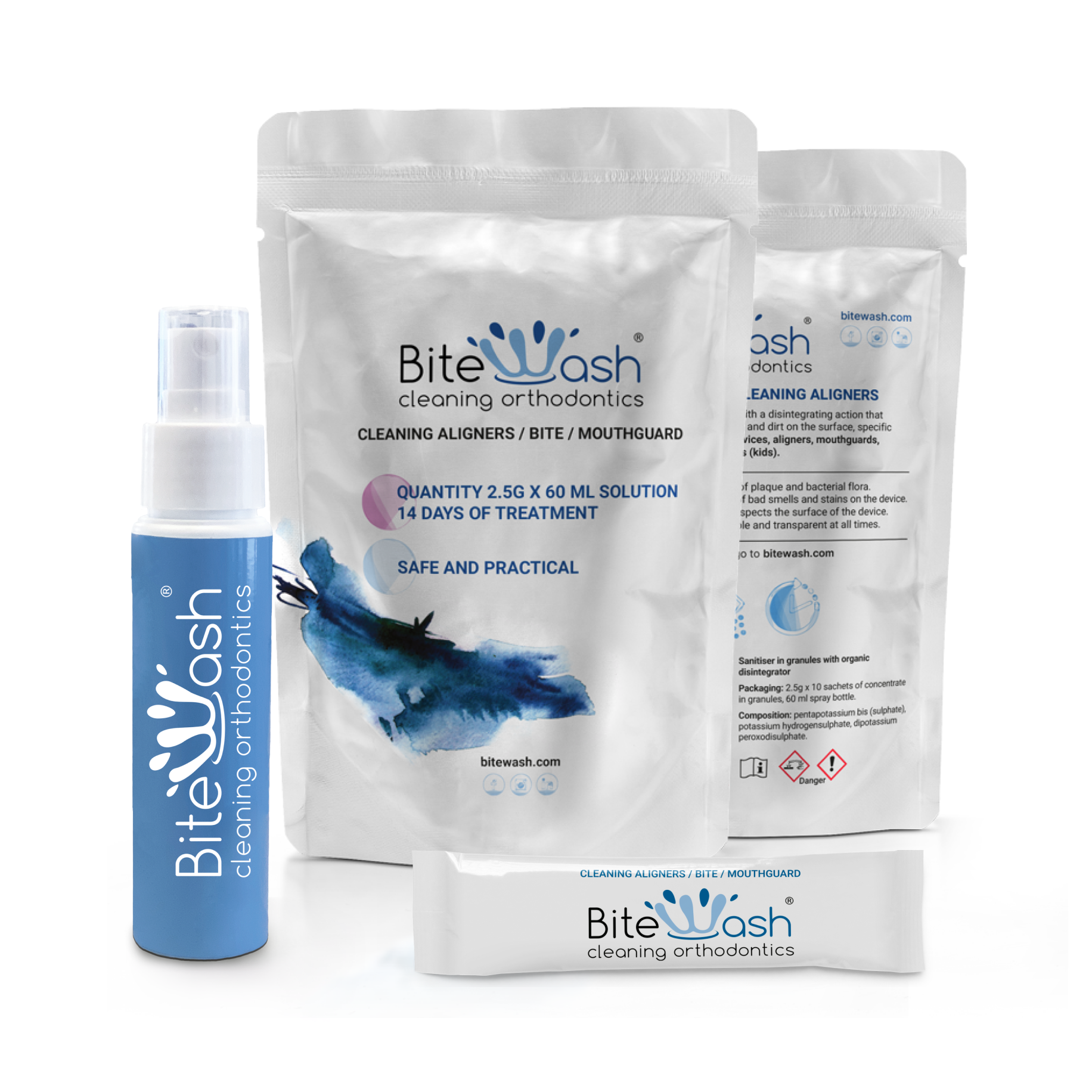 BiteWash Polvere Pulizia Bite e Apparecchi Ortodontici 10 bustine