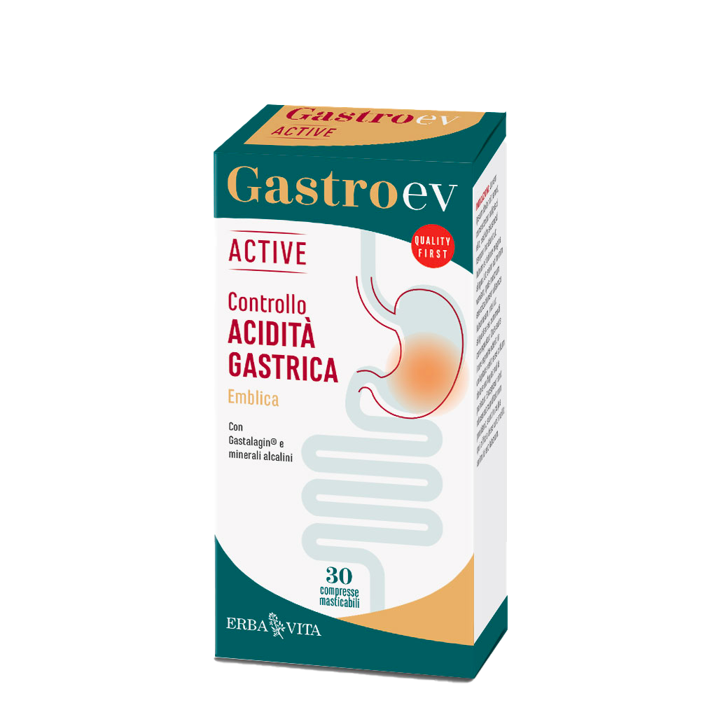 Erba Vita Gastro Ev Active Integratore Contro l'Acidità Gastrica 30 compresse