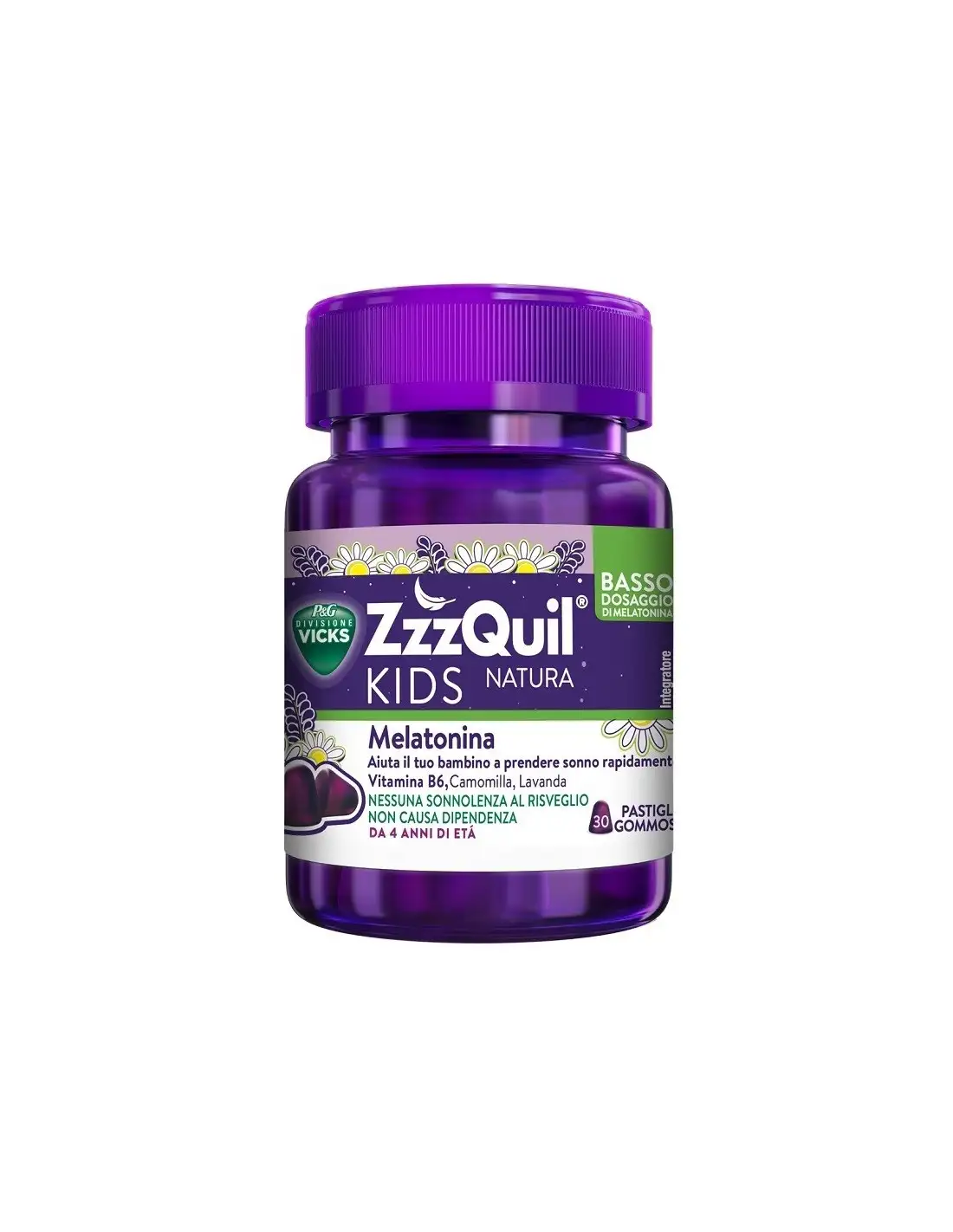 Vicks ZZZQuil Natura Kids Integratore per il Sonno dei Bambini 30 pastiglie gommose