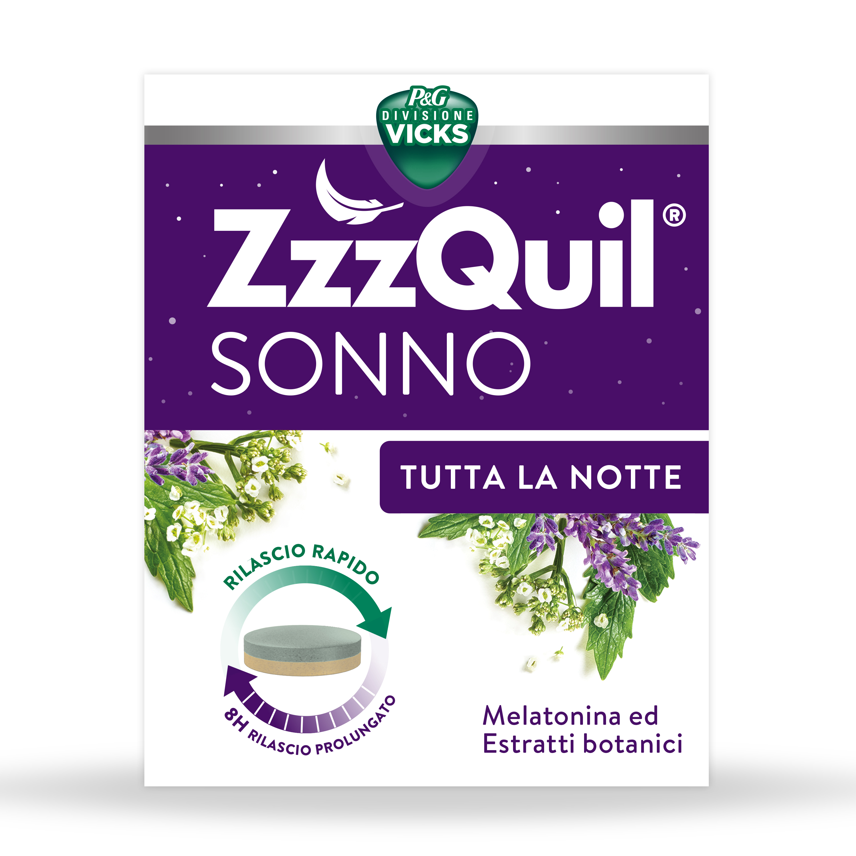 Vicks ZzzQuil Sonno Tutta Notte per Riposo Prolungato 28 Compresse
