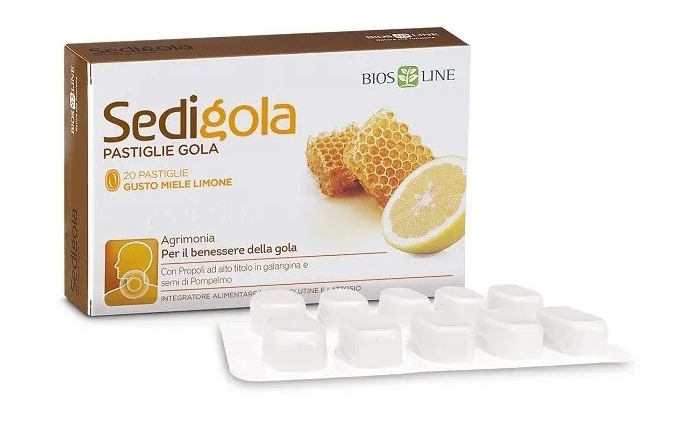 Bios Line Apix Sedigola Miele Limone Contro la Tosse la Gola Irritata 20 Pastiglie
