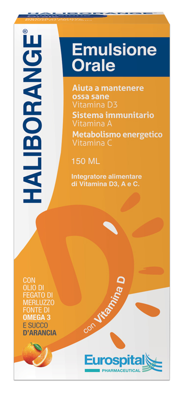 Haliborange Emulsione Orale Integratore con Vitamine A, C e D3 per Immunità, Ossa e Metabolismo 150 ml
