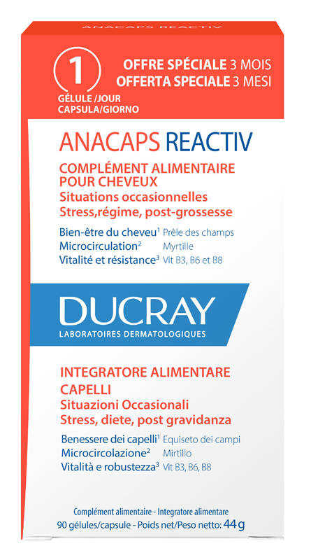 Ducray Anacaps Reactiv Gel 90U Integratore per il Benessere dei Capelli 90 capsule