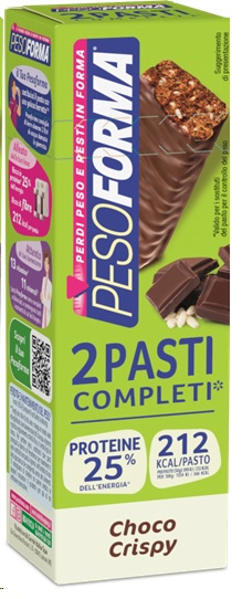 Pesoforma Barrette 2 Pasti Completi Gusto Choco Crispy 2 Pezzi da 58 g