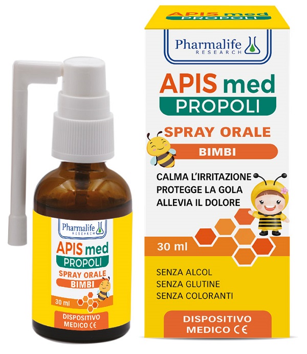 Pharmalife Research Apis Med Propoli Spray Orale Bimbi Contro Mal di Gola 30 ml