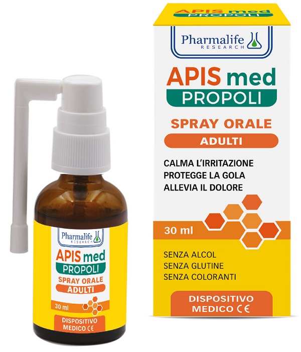Pharmalife Research Apis Med Propoli Spray Orale Adulti Calma Irritazione Gola 30 ml