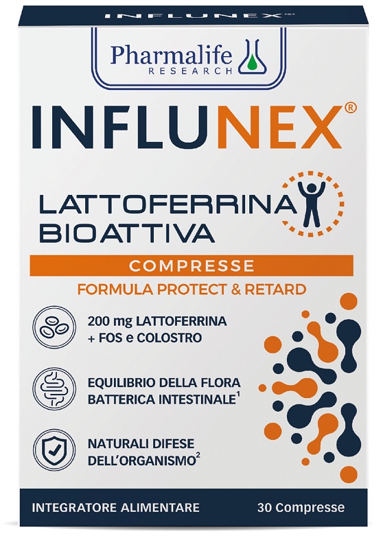 Pharmalife Influnex Lattoferrina Bioattiva Integratore per il Sistema Immunitario 30 compresse