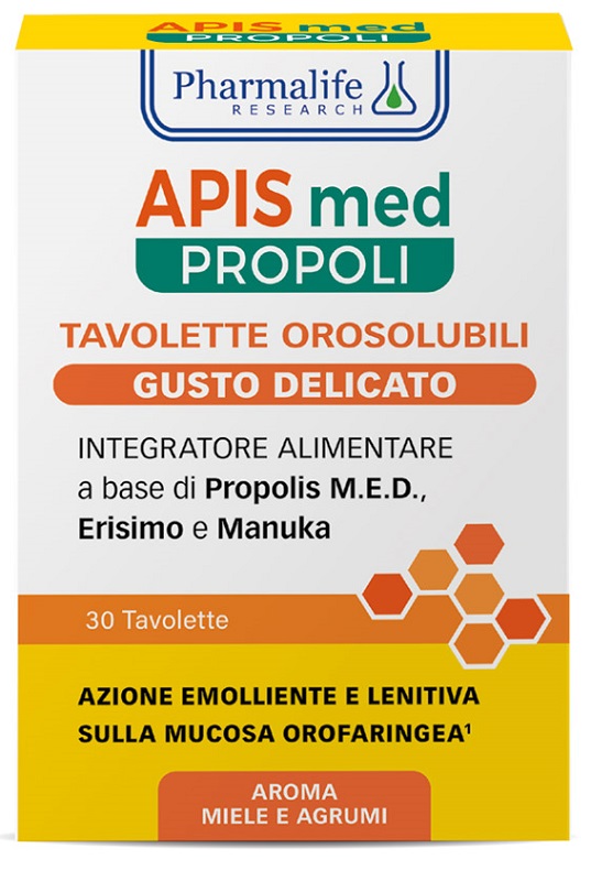 Pharmalife Research Apis Propoli Tavolette Orosolubili Azione Emolliente Gusto Delicato 30 tavolette