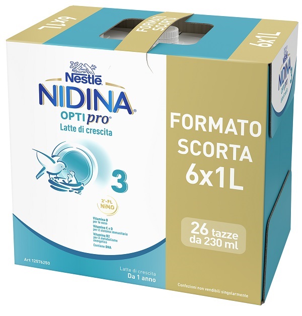 Nidina Optipro 3 Latte per Bambini Liquido 6 pezzi da 1 litro
