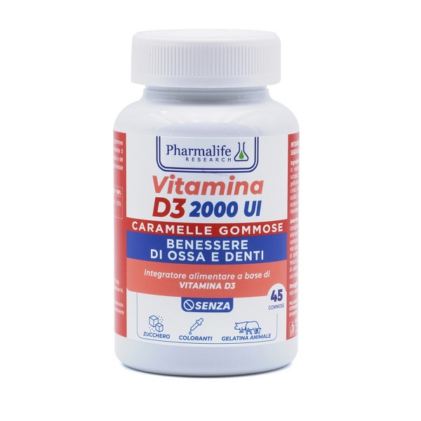 Pharmalife Research Vitamina D3 2000UI Benessere Ossa e Denti 45 Caramelle Gommose