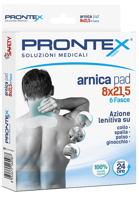 Prontex Arnica Pad Fascia Adesiva con Estratti Naturali per Sollievo Muscolare e Articolare 8×21,5 6 pezzi