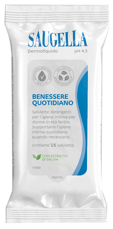 Saugella Dermoliquido Salviette Intime 15 pezzi