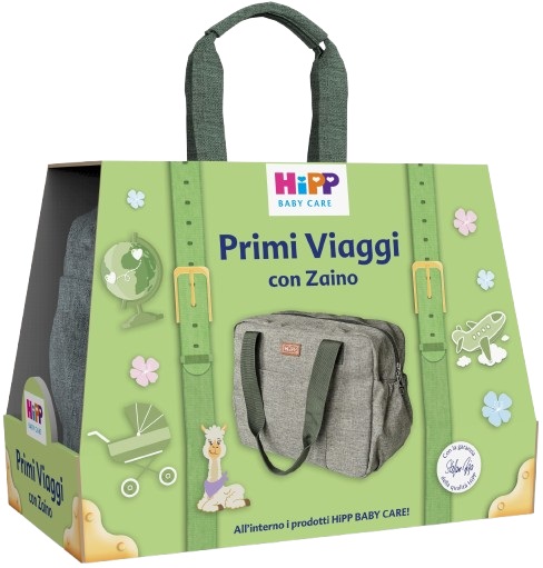 Hipp Cofanetto Primi Viaggi Zaino Baby Care Salviettine 48 Pezzi + Bagno Delicato 350ml + Shampoo Delicato 200ml + Latte Idratante 350ml