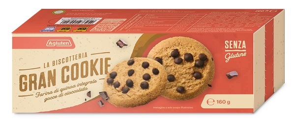 Agluten Gran Cookie Biscotti Farina di Quinoa Integrale e Gocce di Cioccolato 160 g