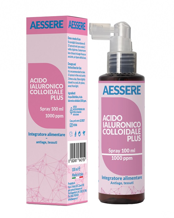 Aessere Acido Ialuronico Colloidale Plus 1000PPM Integratore Alimentare 100 ml