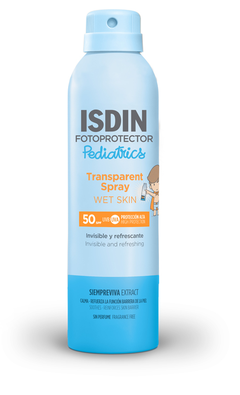 Isdin Trasparent Spray Wet SPF50 Trasparente Leggero Protezione Bambini 250 ml