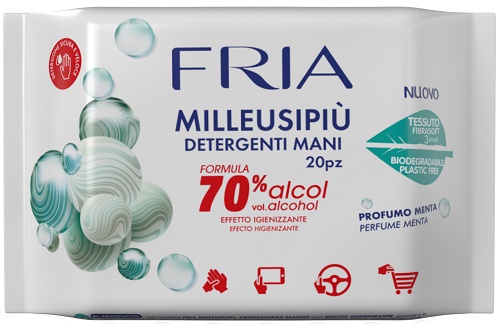 FRIA MILLEUSIPIU' DETERGENTI MANI 70% ALCOL EFFETTO IGIENIZZANTE 20 PEZZI