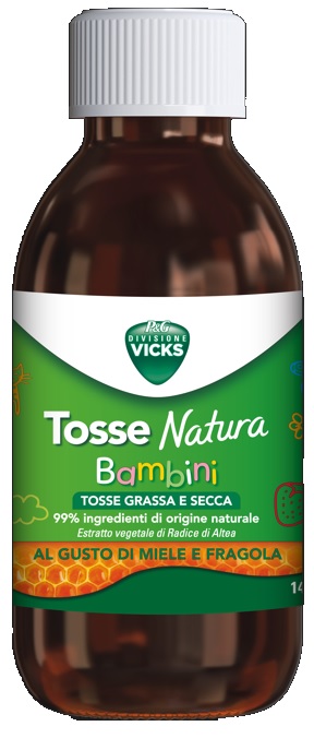 Vicks Tosse Natura Bambini per Tosse Grassa e Secca Gusto Miele e Fragola 140 ml