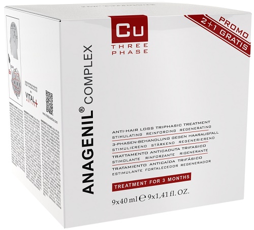Vital Plus VPA CU123 Anagenil Complex Trifasico Trattamento Anticaduta 9 X 40 ml Trattamento Trimestrale