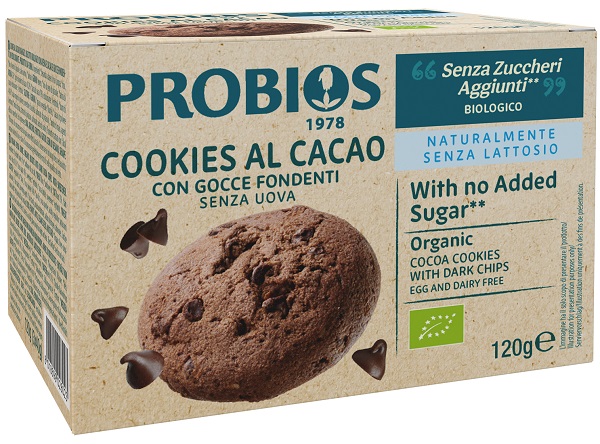 Probios Cookies al Cacao con Gocce di Cioccolato Senza Zuccheri 3 confezioni da 40 g