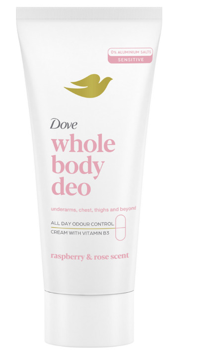 Dove Whole Body Deo Raspberry & Rosa Crema Deodorante per Tutto il Corpo 75 Ml