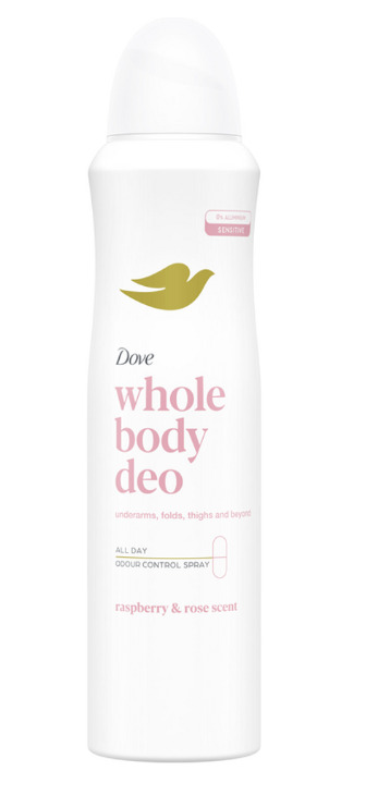 Dove Whole Body Deo Raspberry & Rosa Deodorante per il Corpo Spray 150 Ml