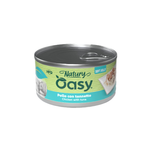 Oasy Wet Dog Natury Soft Jelly Pollo con Tonnetto Alimento Cani Scatoletta da 150 g