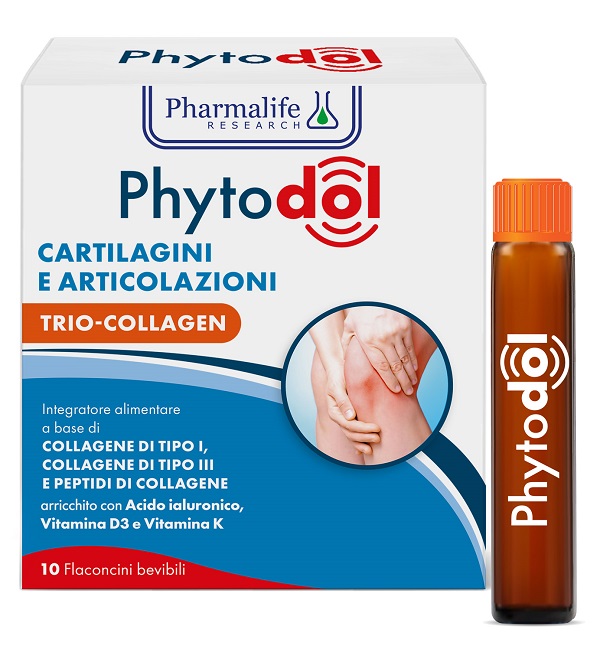 Phytodol Trio Collagen Integratore Alimentare per il Supporto a Ossa, Cartilagini e Articolazioni 10 Flaconcini da 25 ml