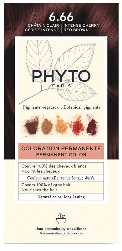 Phyto Color Kit Tinta per Capelli Colore 6,66 Castano Intenso Rosso Ciliegia