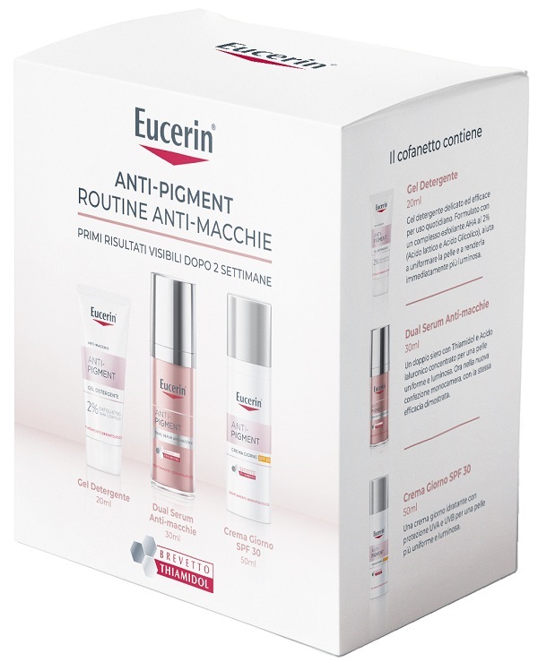 Eucerin Anti - Pigment Routine Antimacchie Dual Serum 30 ml + Crema Giorno SPF30 50 ml + Gel Detergente 20 ml