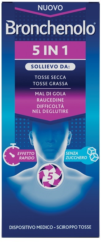 Bronchenolo 5 in 1 Sciroppo per Tosse e Mal di Gola 120 ml
