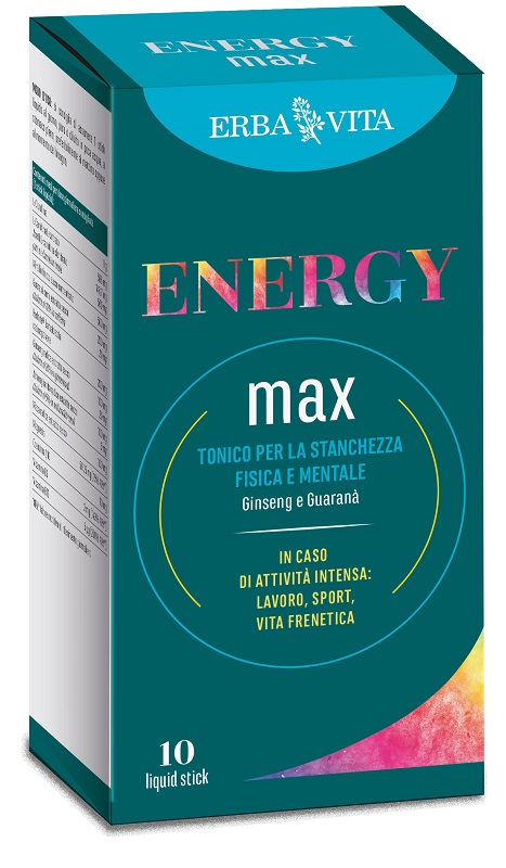 Erba Vita Energy Max Integratore Energizzante per Stanchezza Fisica e Mentale 10 stick liquidi da 12 ml