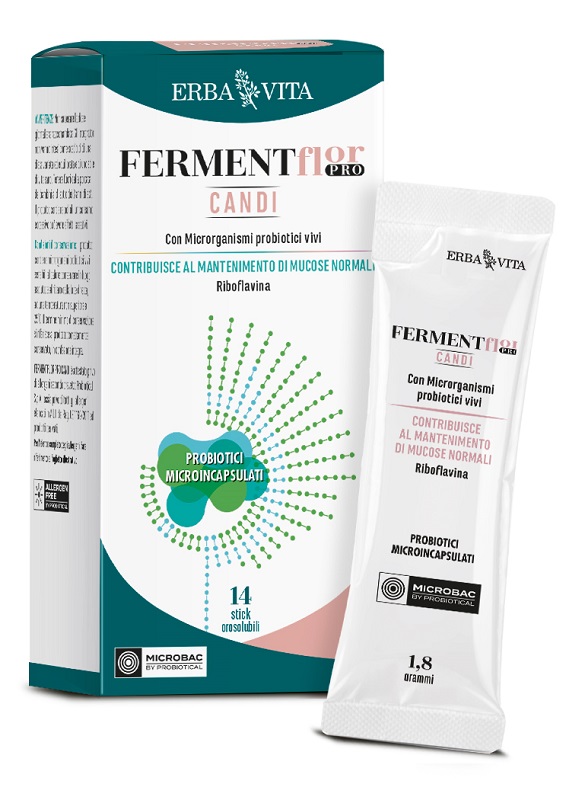 Erba Vita Fermentflor Pro Candi integratore Probiotico per Flora Intestinale 14 stick orosolubili