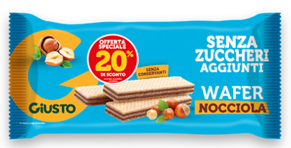 Giusto Senza Zuccheri Aggiunti Wafer alla Nocciola 175 g Offerta Speciale