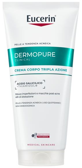 Eucerin Dermopure Crema Corpo Tripla Azione Acido Salicilico per Macchie Esfoliante e Idratante 200 ml