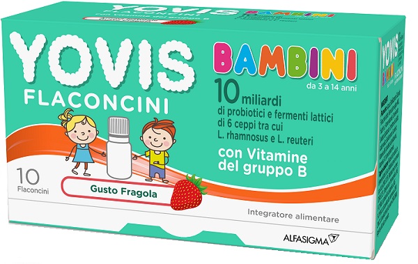 Yovis Bambini 10 Miliardi di Fermenti Lattici 10 Flaconcini Gusto Fragola Nuova Formula