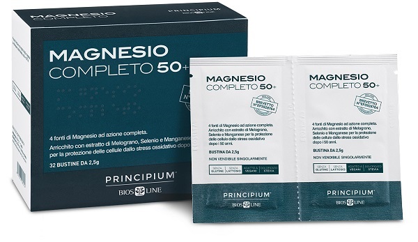 Bios Line Principium Magnesio Completo Integratore di Magnesio e Antiossidanti per Over 50 32 bustine da 2.5gr
