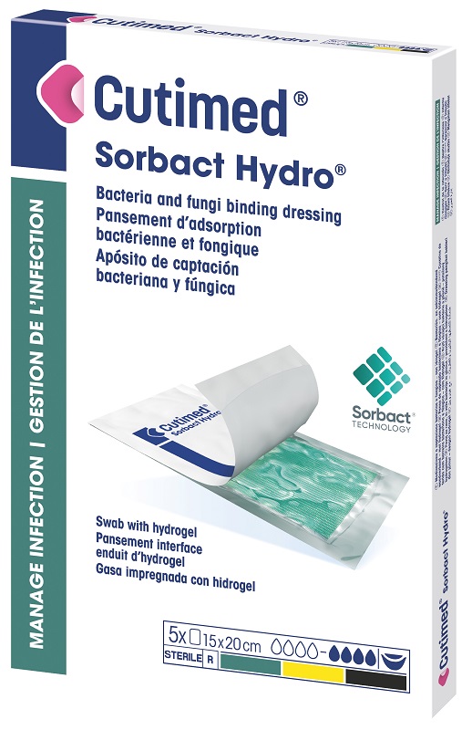 Cutimed Sorbact Hydro Medicazione Antibatterica per Ferite 10 pezzi 7,5x7,5 cm