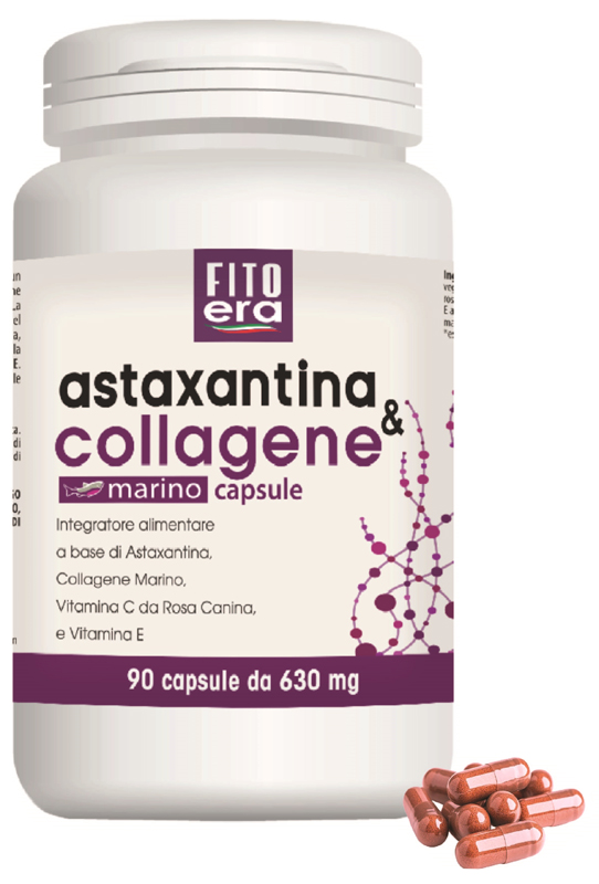 Fitoera Astaxantina & Collagene Marino Integratore Alimentare per il Supporto di Pelle e Collagene 90 Capsule